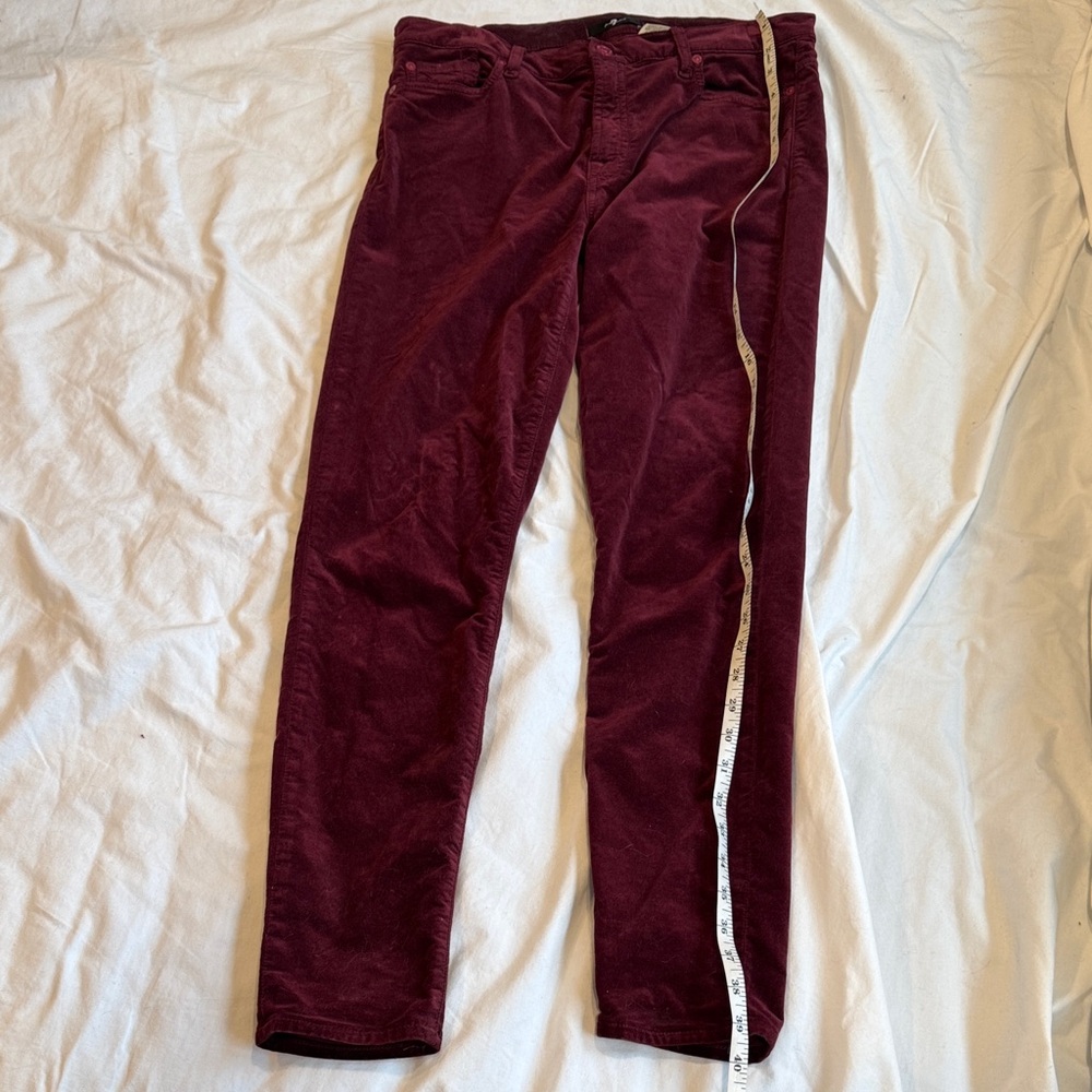 7 For All Mankind Women's Corduroy Pants in Burgundy Velvet